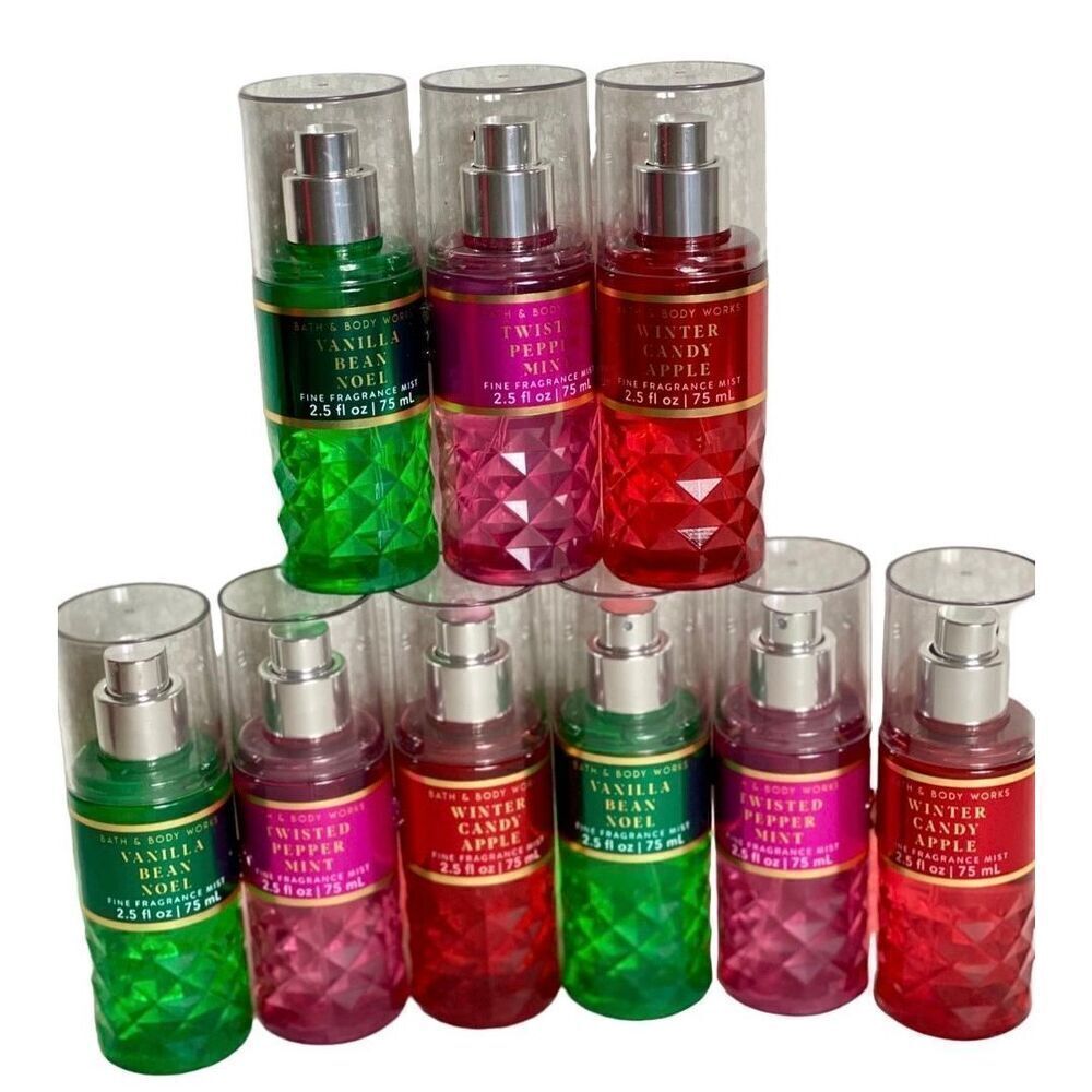 Bath and Body Works 9 Travel Size Assorted Christmas Fragrance Mists